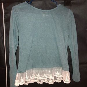 5 for $25📦lace peplum detail long sleeve shirt